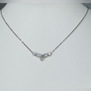 Chic 18K White Gold and Sterling Silver Necklace with CZ Rated 5A